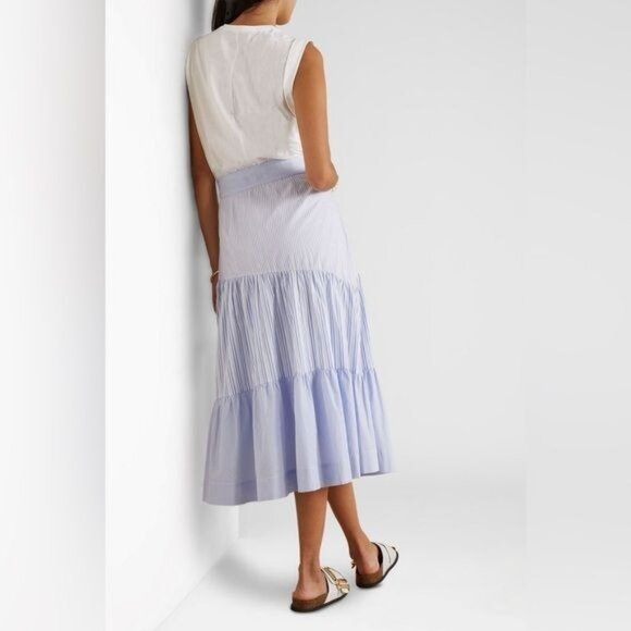 Veronica Beard Tilney Striped Jersey Paneled Cotton Poplin Midi Dress Large NWT - Picture 3 of 14